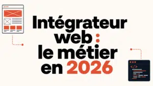 Illustration d'un intégrateur web traduisant une maquette en page web codée