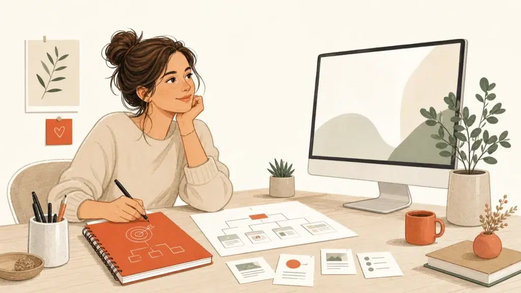 Indépendante préparant un projet de site web professionnel