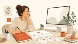 Indépendante préparant un projet de site web professionnel