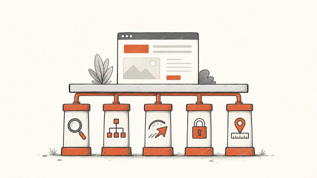 Illustration des fondations du SEO technique pour un site WordPress
