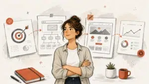 Indépendante préparant son projet de création de site web