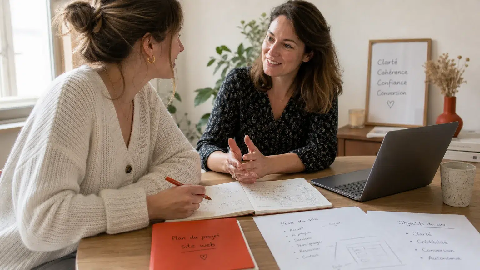Échange de travail pour cadrer un projet de site WordPress