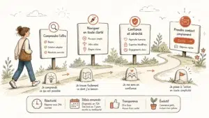 Illustration d’un parcours utilisateur web clair et rassurant