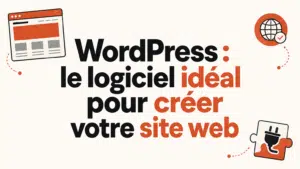Illustration d'un indépendant présentant un site web WordPress professionnel