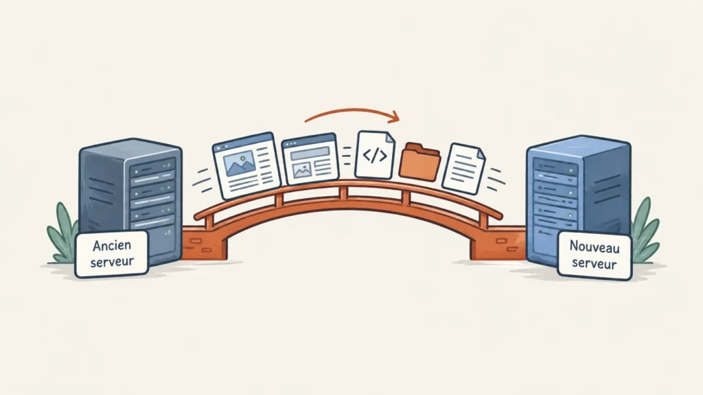 Illustration du transfert d’un site WordPress entre deux serveurs