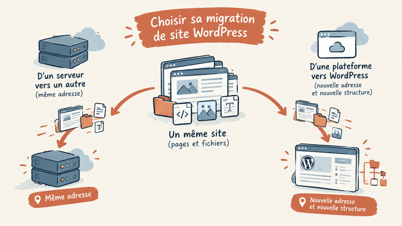 Deux chemins possibles pour migrer un site WordPress