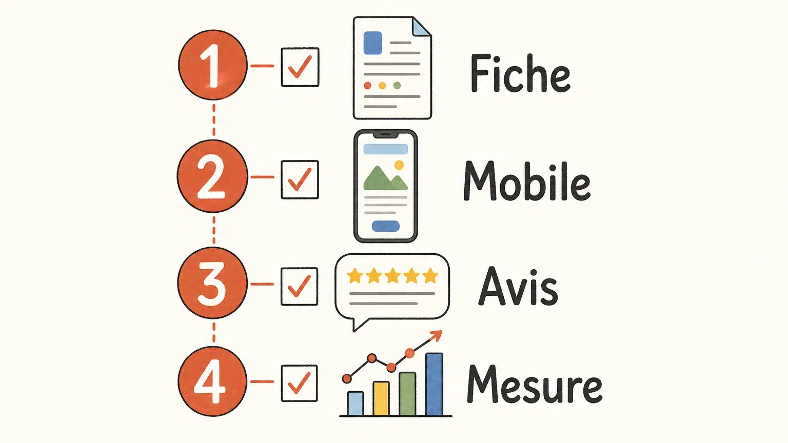 Checklist illustrée des étapes pour mesurer une stratégie de référencement local