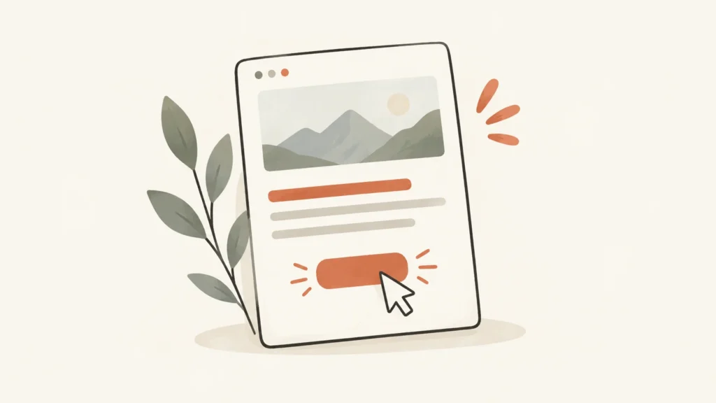 Illustration d’une page de vente avec un bouton d’action clair
