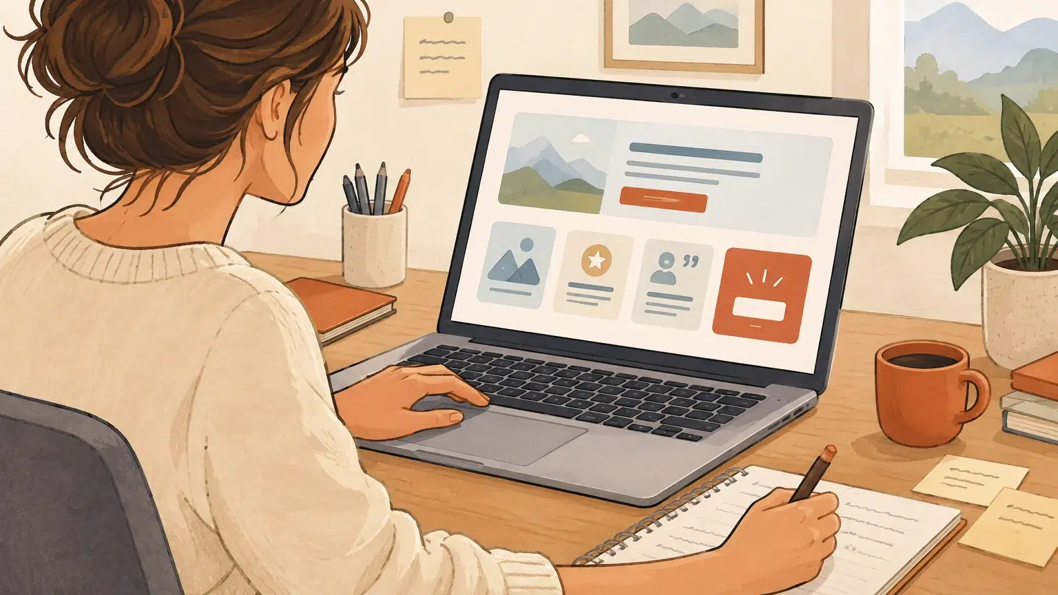 Illustration de préparation des sections d’une page de vente